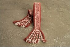 Woven wool band with plowed fields (red)
