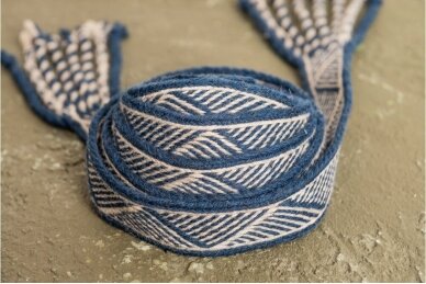 Woven wool band with plowed fields (blue)