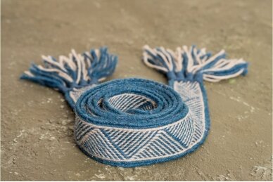 Woven wool band with plowed fields (blue, short)