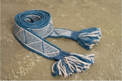 Woven wool band with plowed fields (blue, short)