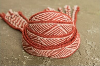 Woven wool band with plowed fields (red) 3