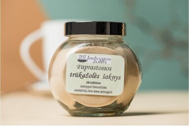 Paprastosios trūkažolės šaknys, maltos
